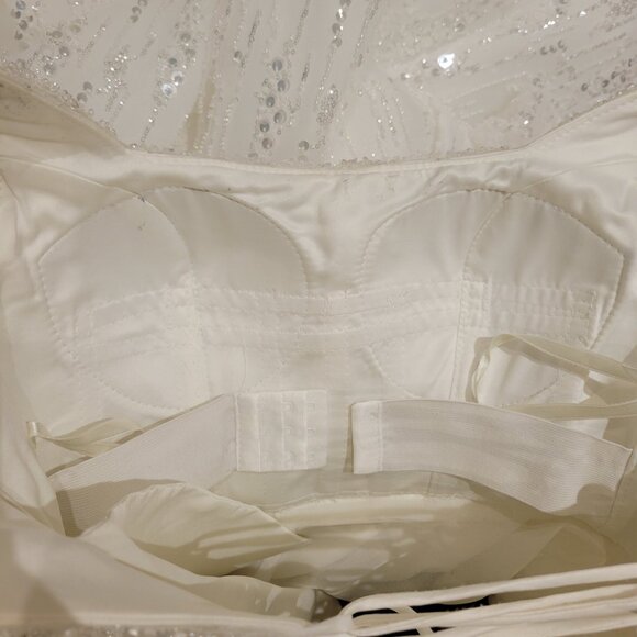Sparkling White Wedding Dress Gown with Sequin and Beaded Embellishments - Picture 14 of 16